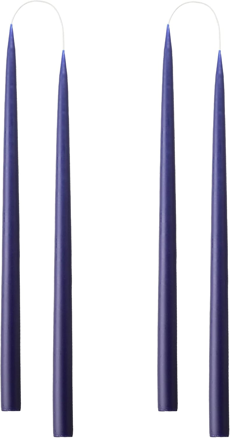 Kunstindustrien ® Taper Candles – Set of 4, 13.8" – Made in Denmark, Long Burning Candles 15h, Unscented & Smokeless Candlesticks – Elegant Tall Candles for Weddings Dinners & Home Decor (Antique Blue) - Image 1